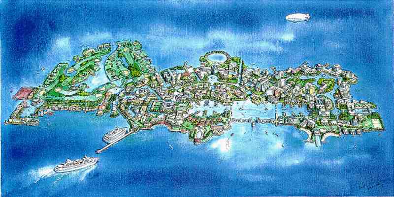 Painted rendering of New Utopia